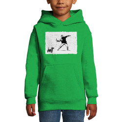 Sweat enfant à capuche vert prairie Banksy Vas chercher (Gondrax,Animaux,Humour)