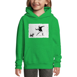 Sweat enfant à capuche vert prairie Banksy Vas chercher (Gondrax,Animaux,Humour)