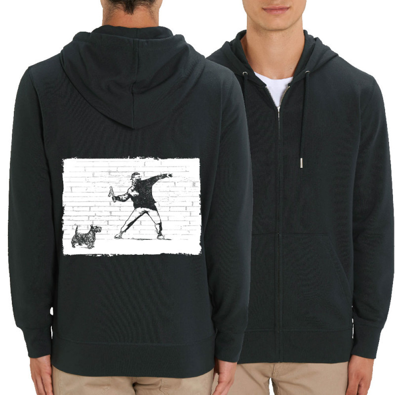 Sweat homme zippé à capuche coton bio noir Banksy Vas chercher (Gondrax,Animaux,Humour)