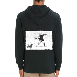 Sweat homme zippé à capuche coton bio noir Banksy Vas chercher (Gondrax,Animaux,Humour)