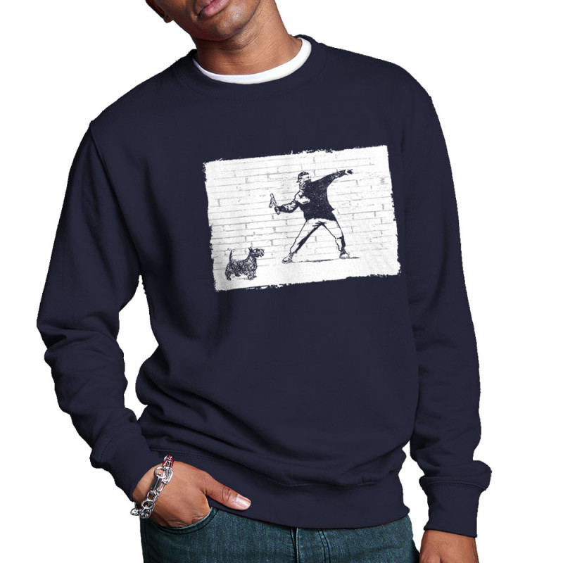 Sweat homme col rond bleu marine Banksy Vas chercher (Gondrax,Animaux,Humour)