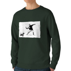 Sweat homme bio col rond vert foncé Banksy Vas chercher (Gondrax,Animaux,Humour)