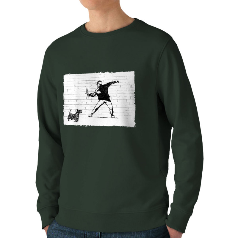 Sweat homme bio col rond vert foncé Banksy Vas chercher (Gondrax,Animaux,Humour)