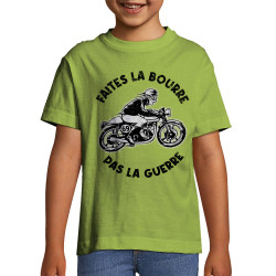 T-shirt enfant vert pomme Faites la bourre pas la guerre (Gondrax,Moto,Slogans Débiles)