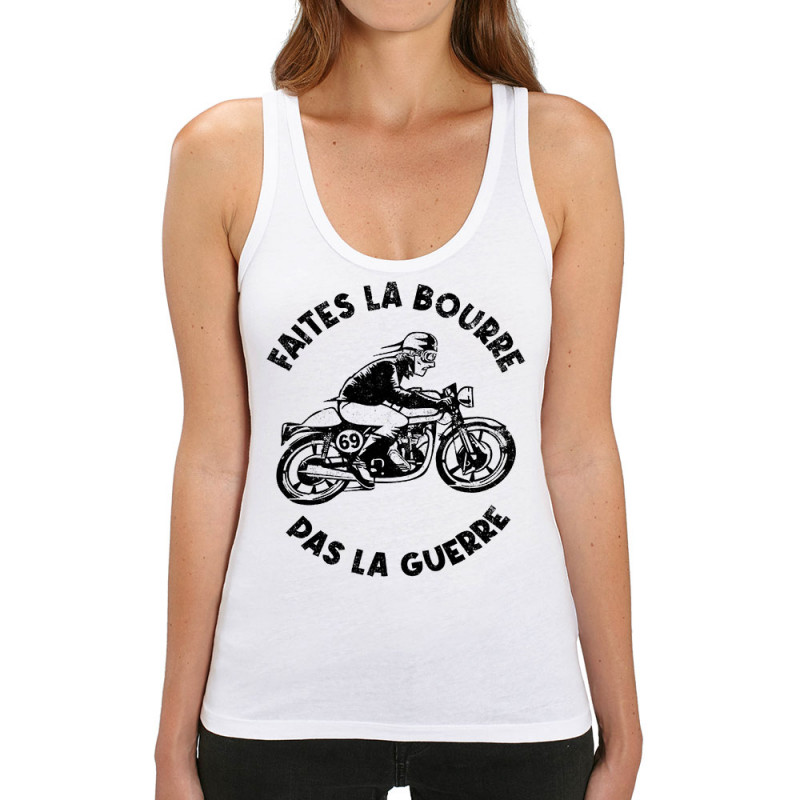 Débardeur femme coton bio blanc Faites la bourre pas la guerre (Gondrax,Moto,Slogans Débiles)