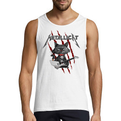 Débardeur homme blanc Metallicat (Gondrax,Animaux,Détournements,Chats)