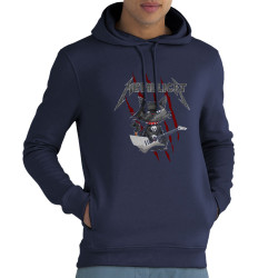 Sweat homme à capuche coton bio bleu marine Metallicat (Gondrax,Animaux,Détournements,Chats)