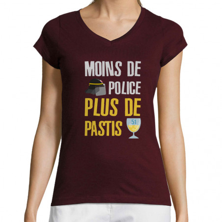 T-shirt femme col V "Moins...