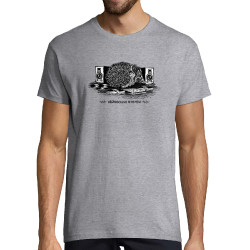 Tee-shirt homme gris chiné Hérissound System (Gondrax,Les Bébêtes,Animaux,Humour)