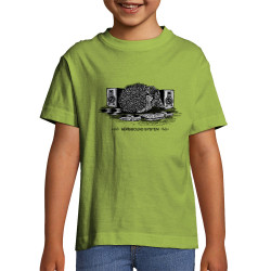 T-shirt enfant vert pomme Hérissound System (Gondrax,Les Bébêtes,Animaux,Humour)