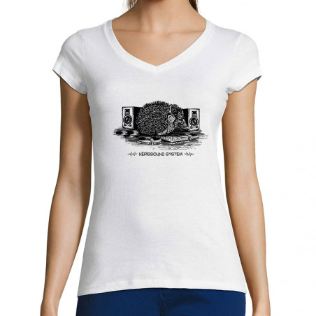 T-shirt femme col V...