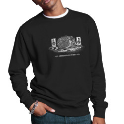 Sweat homme col rond noir Hérissound System (Gondrax,Les Bébêtes,Animaux,Humour)