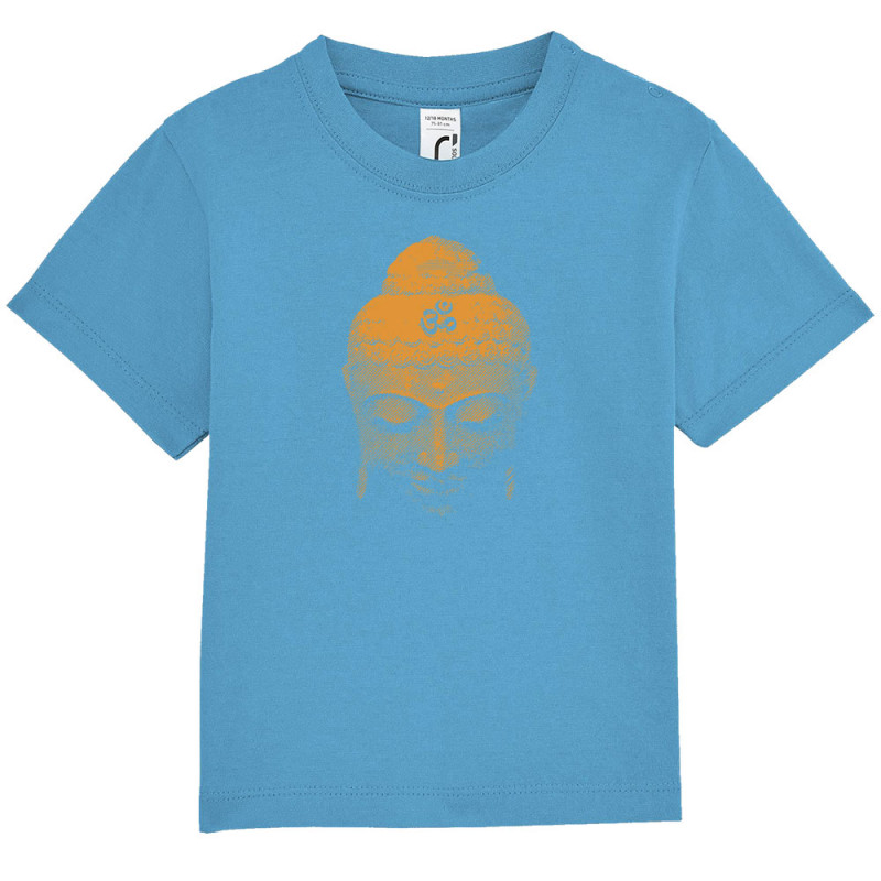 T-shirt bébé bleu azur Buddha Face (Ethnique)