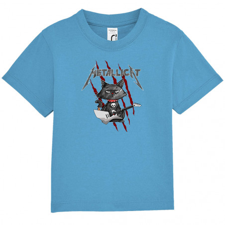 T-shirt bébé bleu azur Metallicat (Gondrax,Animaux,Détournements,Chats)