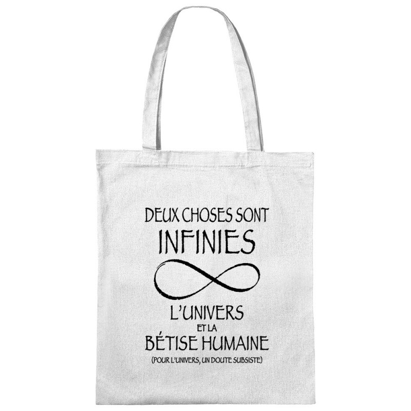 Sac shopping en toile blanc Deux choses sont infinies (Gondrax,Slogans Débiles,Slogans engagés)
