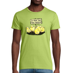 T-shirt homme coton bio vert pomme Un pour tous Tous poussins (Gondrax,Animaux,Slogans Débiles)