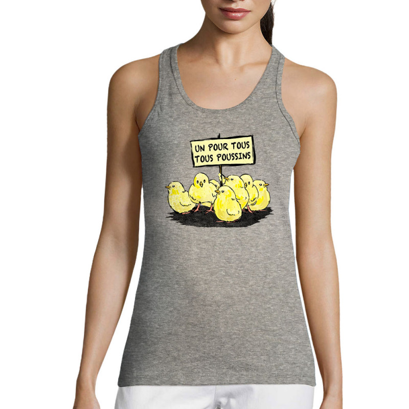 Débardeur femme gris chiné Un pour tous Tous poussins (Gondrax,Animaux,Slogans Débiles)