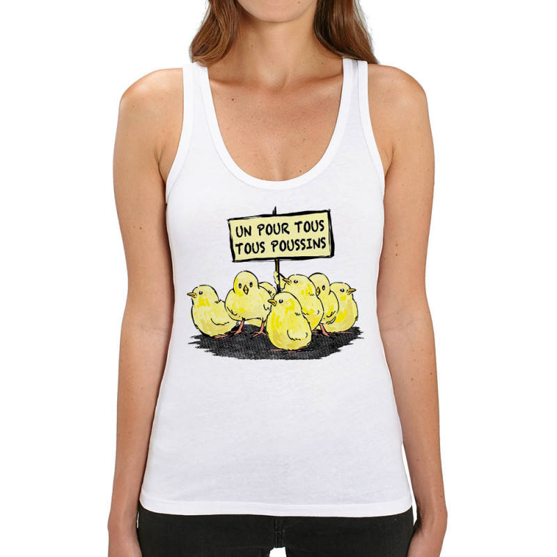Débardeur femme coton bio blanc Un pour tous Tous poussins (Gondrax,Animaux,Slogans Débiles)