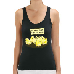 Débardeur femme coton bio noir Un pour tous Tous poussins (Gondrax,Animaux,Slogans Débiles)