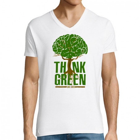 T-shirt homme col V "Think...