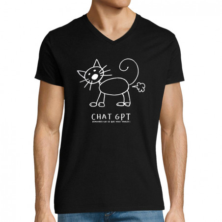 T-shirt homme col V "Chat GPT"