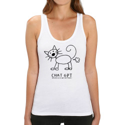 Débardeur femme coton bio blanc Chat GPT (Gondrax,Animaux,Humour,Jeux Vidéo / Geek,Chats)