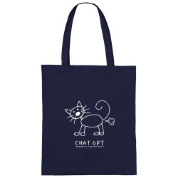 Sac shopping en toile bleu marine Chat GPT (Gondrax,Animaux,Humour,Jeux Vidéo / Geek,Chats)