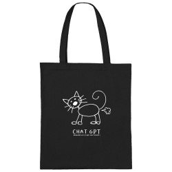 Sac shopping en toile noir Chat GPT (Gondrax,Animaux,Humour,Jeux Vidéo / Geek,Chats)