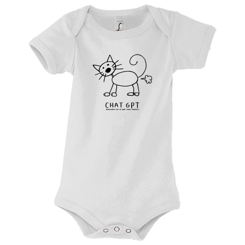 Body bébé blanc Chat GPT (Gondrax,Animaux,Humour,Jeux Vidéo / Geek,Chats)