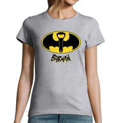 T-shirt femme gris chiné Barman (Gondrax,Alcool,Détournements)