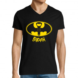 T-shirt homme col V noir Barman (Gondrax,Alcool,Détournements)