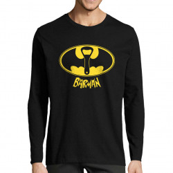 T-shirt homme manches longues noir Barman (Gondrax,Alcool,Détournements)