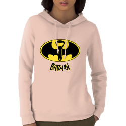 Sweat femme à capuche coton bio rose clair Barman (Gondrax,Alcool,Détournements)