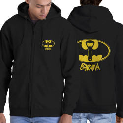 Sweat homme à capuche zippé noir Barman (Gondrax,Alcool,Détournements)