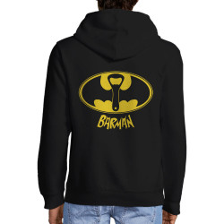 Sweat homme à capuche zippé noir Barman (Gondrax,Alcool,Détournements)