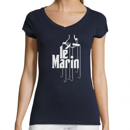 T-shirt femme col V "Le marin"