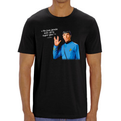T-shirt homme coton bio noir Spock super glue (Humour,Films/Séries,Gondrax)