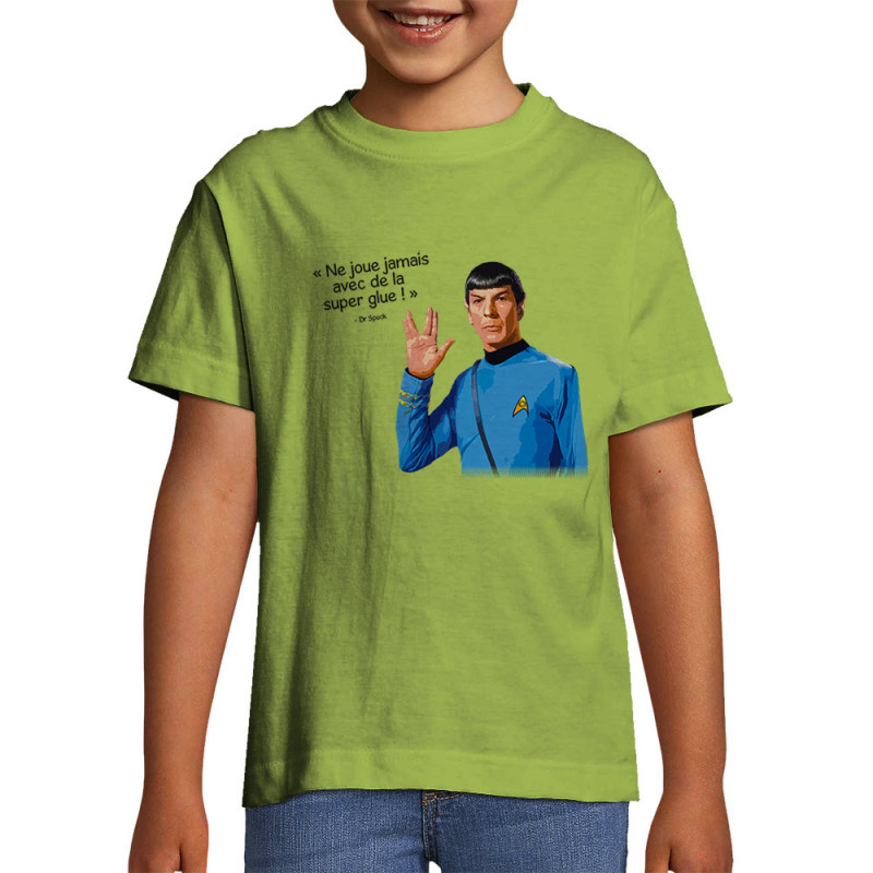 T-shirt enfant vert pomme Spock super glue (Humour,Films/Séries,Gondrax)