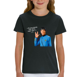 T-shirt enfant coton bio noir Spock super glue (Humour,Films/Séries,Gondrax)