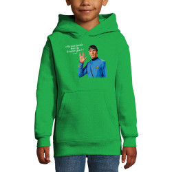 Sweat enfant à capuche vert prairie Spock super glue (Humour,Films/Séries,Gondrax)