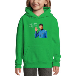 Sweat enfant à capuche vert prairie Spock super glue (Humour,Films/Séries,Gondrax)