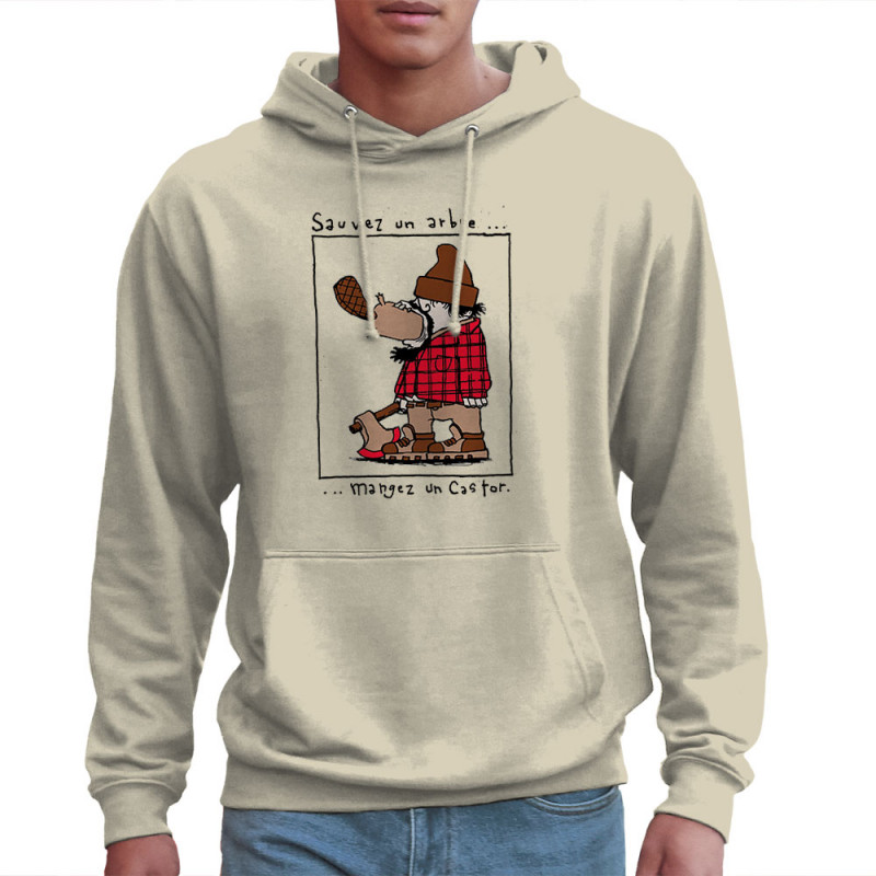 Sweat homme à capuche naturel Sauvez un arbre Mangez un castor (Humour,Animaux)