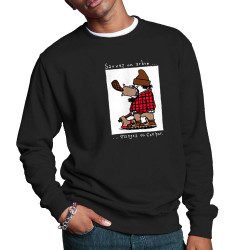 Sweat homme col rond noir Sauvez un arbre Mangez un castor (Humour,Animaux)