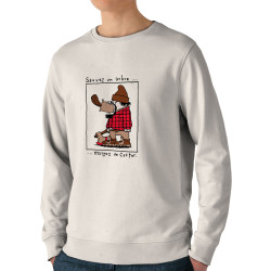 Sweat homme bio col rond naturel Sauvez un arbre Mangez un castor (Humour,Animaux)