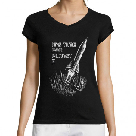 T-shirt femme col V "It's...