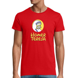 T-shirt homme coton bio rouge Homer Teresa (Andy,Humour,Films/Séries)