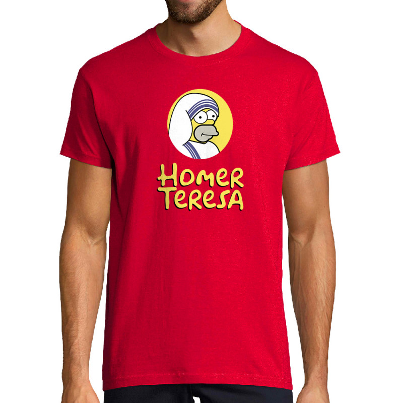 Tee-shirt homme rouge Homer Teresa (Andy,Humour,Films/Séries)