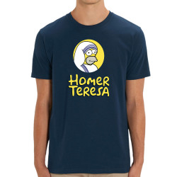T-shirt homme coton bio bleu marine Homer Teresa (Andy,Humour,Films/Séries)