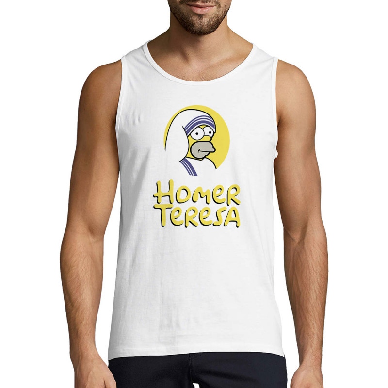 Débardeur homme blanc Homer Teresa (Andy,Humour,Films/Séries)