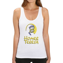 Débardeur femme coton bio blanc Homer Teresa (Andy,Humour,Films/Séries)